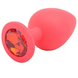 Large Red Jewelled Silicone Butt Plug, Classic Beginners Anal Jeweled Butt Plugs, Gay Anal Sex Toys