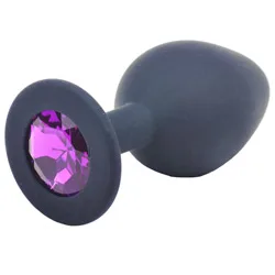 Medium Jewelled Butt Plug, Silicone Black Jeweled Butt Plug, Gay Anal Sex Toys