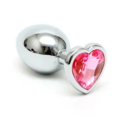 Small Jeweled Butt Plug With Heart Shaped Crystal, Classic Beginners Silver Stainess Steel Anal Jeweled Butt Plugs, Gay Anal Sex Toys