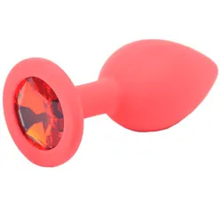 Small Red Jewelled Silicone Butt Plug, Classic Anal Sex Toy for Exquisite Pleasure