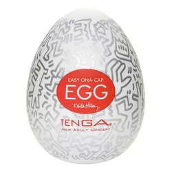 TENGA KEITH HARING PARTY Large Love Egg MASTURBATOR, Silicone White Large Love Egg