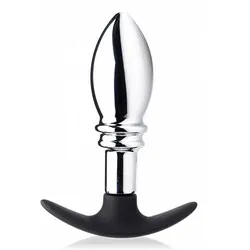 Master Series Dark Stopper Metal And Silicone Anal Butt Plug, Beginners Classic Metal Butt Plug Bondage Male Prostate Toys, Gay Anal Sex Toys