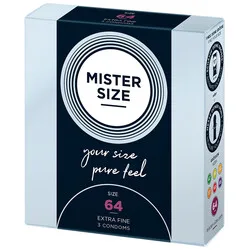 Mister Size 64mm Your Size Pure Feel Condoms, Mister Size Extra Large Condoms 3 Pack