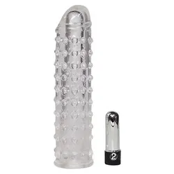 Vibrating Cock Penis Extension Sleeves, Jelly Clear Penis Extension Sleeves