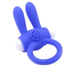 Blue Cock Ring With Rabbit Ears, Classic Silicone And Rubber Vibrating Rings