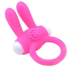 Cock Ring With Rabbit Ears, Pink Silicone And Rubber Vibrating Cock Rings
