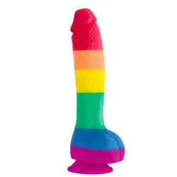 Colours Pride Edition 8 Inch Anal Realistic Silicone Dildo With Balls, Suction Cup Penis Realistic Dildos