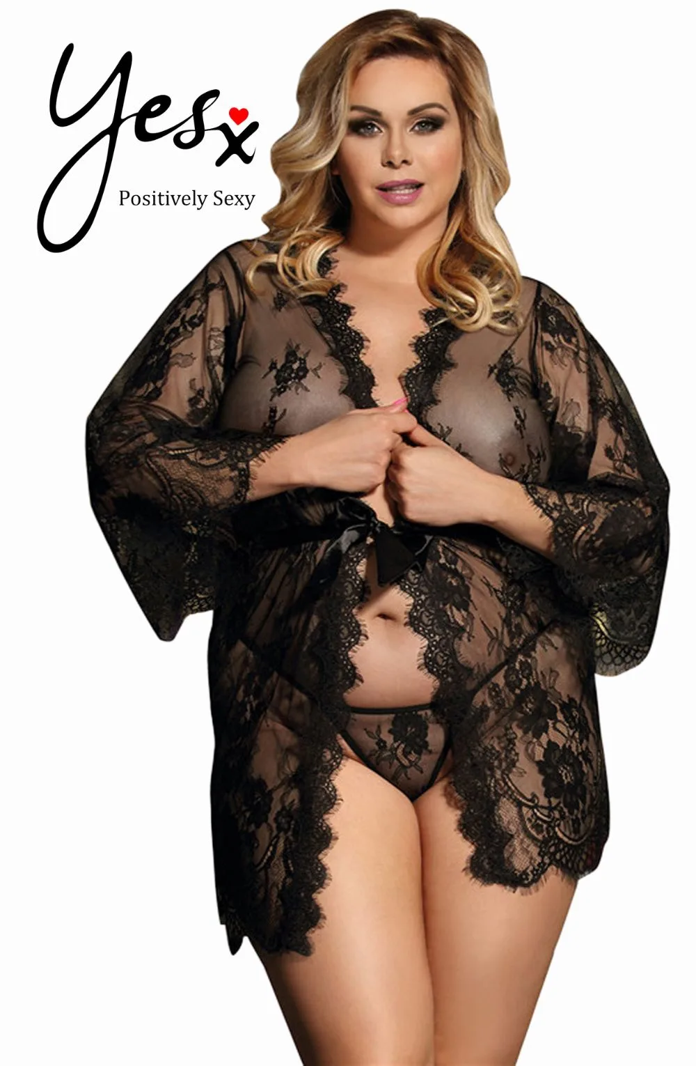 YesX YX827Q Robe Set Black   Up to 6XL