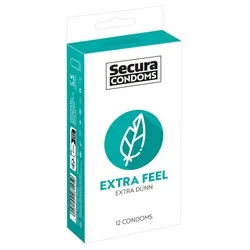 Secura Condoms 12 Pack Extra Feel, Thin Regular Condoms for Enhanced Sensation