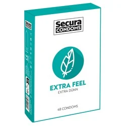 Secura Condoms 48 Pack Extra Feel, Thin Regular Condoms for Enhanced Sensation