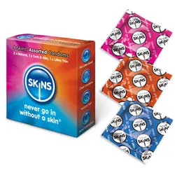 Skins Condoms Assorted 4 Pack, Skins Regular Flavoured Condoms