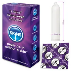 Skins Extra Large Condoms, Waterproof Skins 12 Pack Condoms