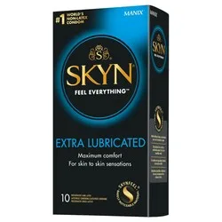 SKYN Latex Free Condoms Extra Lubricated 10 Pack, Non Latex Condoms for Enhanced Sensation and Comfort