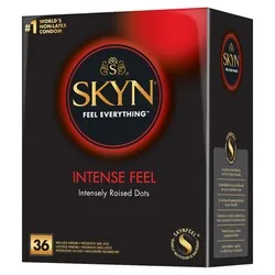 SKYN Latex Free Condoms Intense Feel 36 Pack, Non Latex Condoms for Enhanced Sensation and Comfort