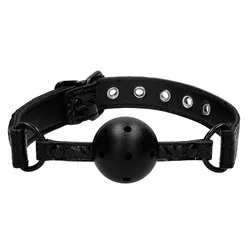 Ouch Breathable Luxury Solid Ball Gags, Faux Leather Black Solid Ball Gags