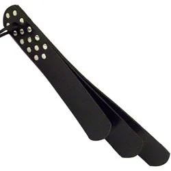 Rouge Garments Three Flap Spanking Paddles, Versatile Leather Black Spanking Paddles for Enhanced Sensation