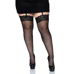 Leg Avenue Plus Size Sheer Thigh Highs Black UK 14 to 18