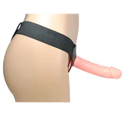 Classic Easy And Basic Strap On Dildos With 7 Inch Dong, Jelly Flesh Pink Pegging Strap Ons Harnesses Dildos