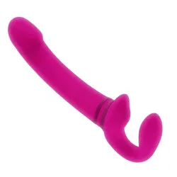 Gender X Sharing Is Caring Rechargeable Silicone Dual Strapless Strap Ons Couples Vibrator, Plastic Pink Waterproof Duo Penetrator Strapless Strap Ons
