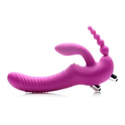 XR Regal Rider Vibrating Silicone Strapless Strap On Triple G Di, Silicone Pink Waterproof Pegging Strapless Strap Ons