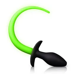 Glow In The Dark Puppy Tail Butt Plug, Silicone Gay Tail Butt Plugs, Gay Anal Sex Toys