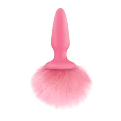 Pink Bunny Tail Butt Plug, Silicone Gay Tail Butt Plug, Gay Anal Sex Toys