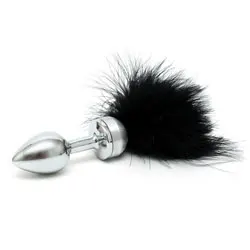 Rimba Gay Tail Butt Plugs, Small Tail Butt Plug With Black Feathers, Gay Anal Sex Toys