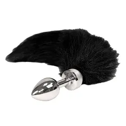 Rimba Small Stainless Steel Butt Plug, Sleek Butt Plug with Black Tail