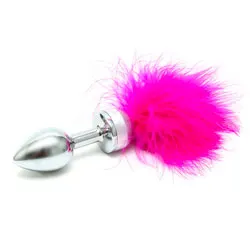 Rimba Gay Tail Butt Plugs, Small Tail Butt Plug With Pink Feathers, Gay Anal Sex Toys