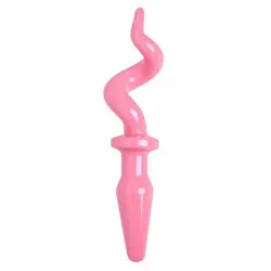 XR Pig Tail Butt Plug, Rubber Pink Tail Butt Plug, Gay Anal Sex Toys