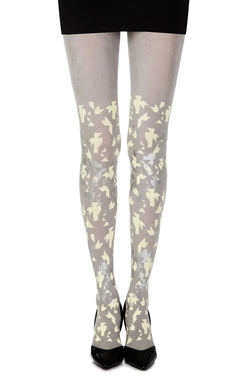 Zohara Confetti Grey Print Tights