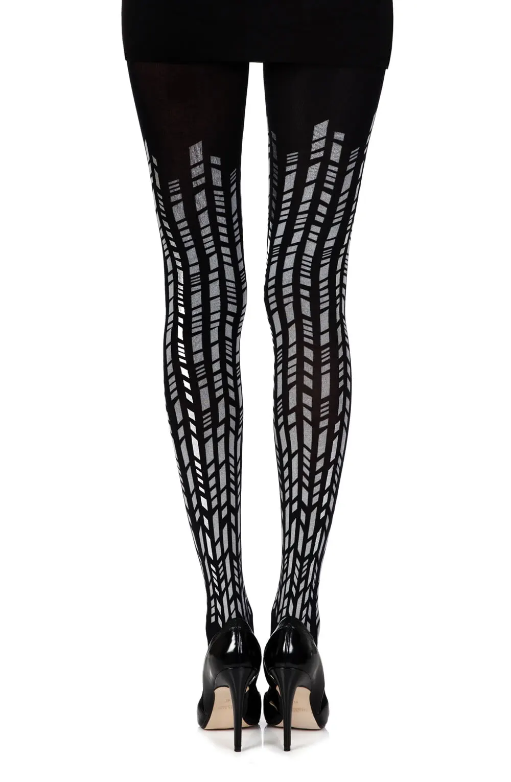 Zohara Cross It Black Silver Print Tights