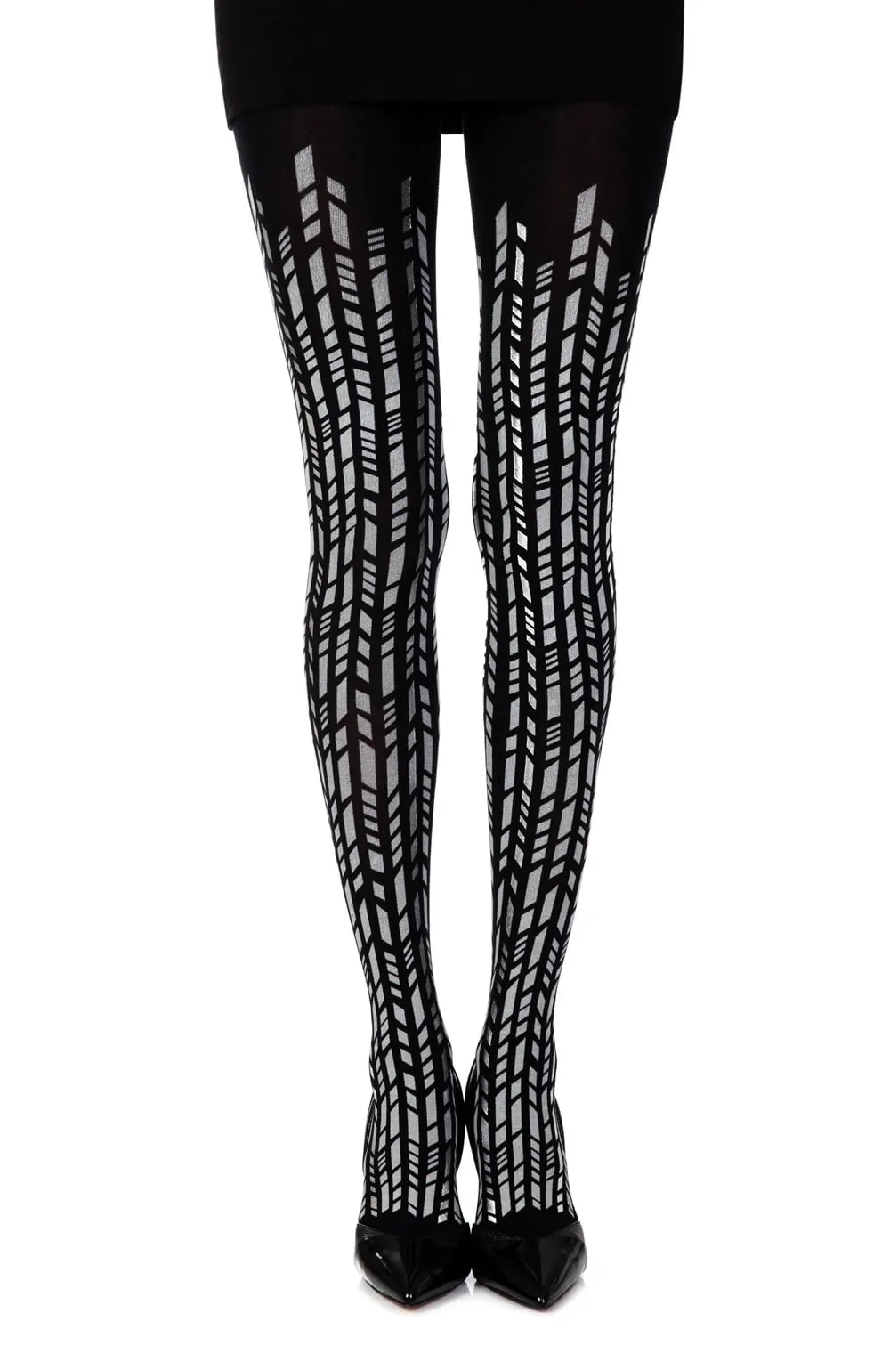 Zohara Cross It Black Silver Print Tights