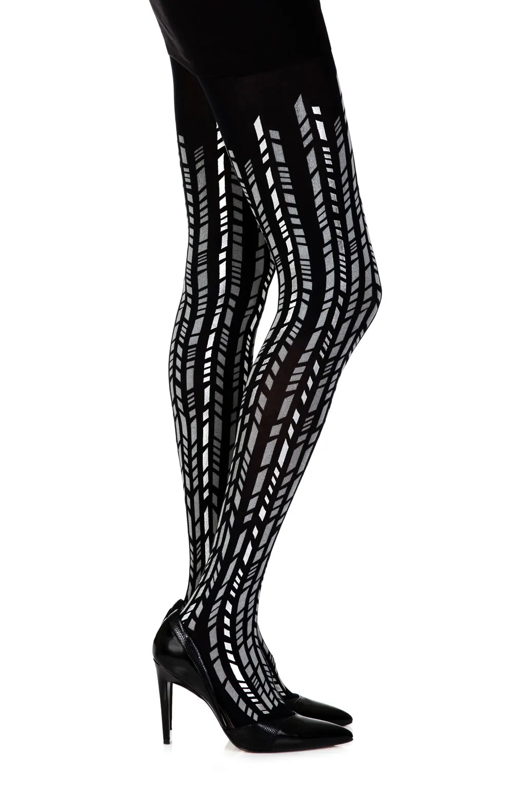 Zohara Cross It Black Silver Print Tights