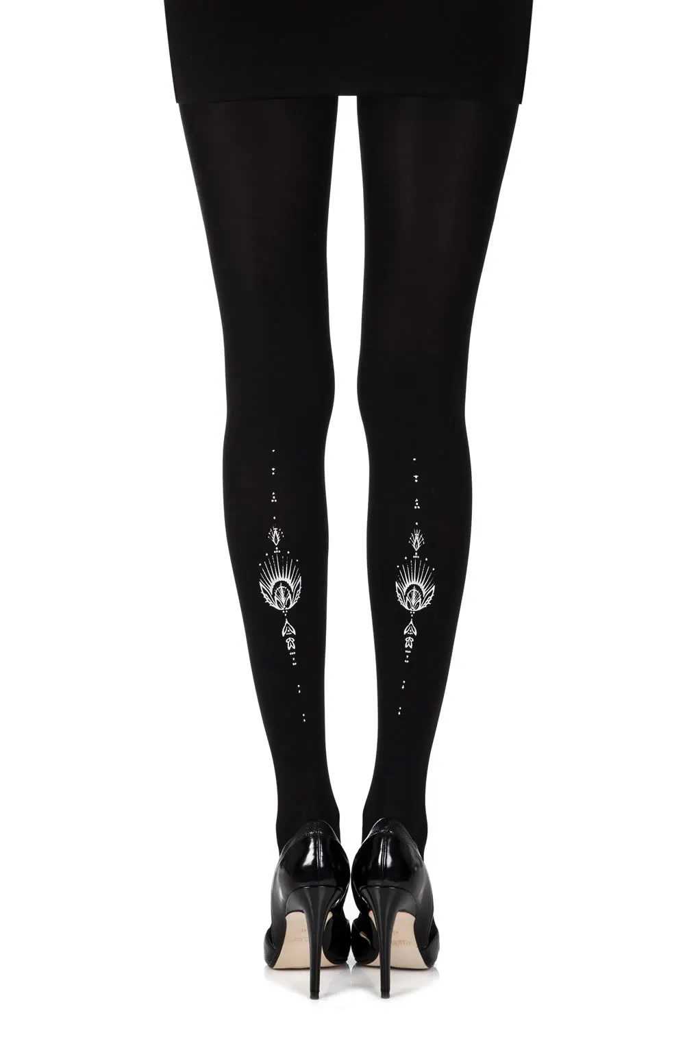 Zohara Jewel In The Night Black Print Tights