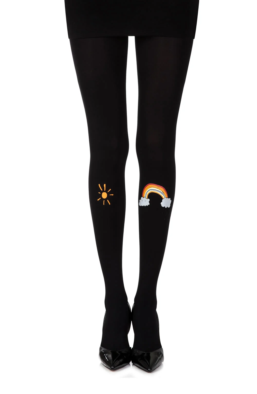 Zohara Over The Rainbow Black Print Tights