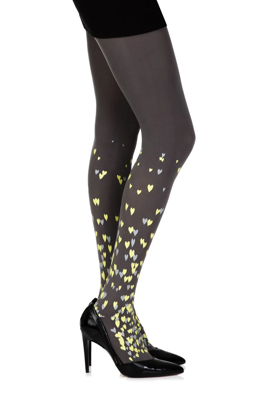 Zohara Queen Of Hearts Grey Print Tights