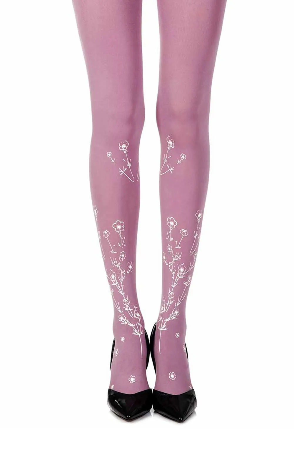 Zohara Wild Roses Violet Print Tights