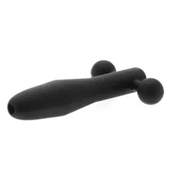 Master Series The Hallows Silicone CumThru Barbell Penis Plug Urethral Dilators & Speculums, Premium Black Urethral Dilators & Speculums