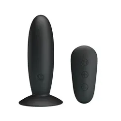 Mr Play Remote Control Vibrating Silicone Butt Plug, Waterproof Black Butt Plug