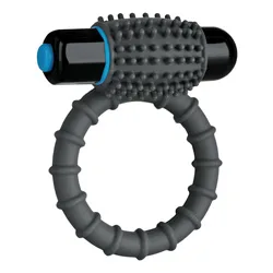 OptiMale Vibrating CRing Waterproof Cocking, Black Silicone And Rubber Classic Vibrating Cock Rings