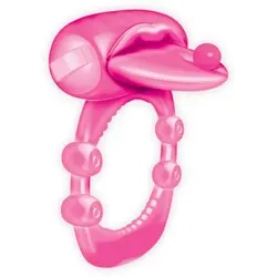 Pierced Tongue Vibrating Silicone Cock Ring, Classic Rabbit Cock Ring