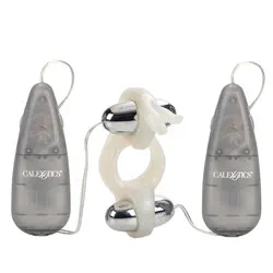 Rocking Rabbit Duo Vibrating Cock Ring, White Remote Control Vibrating Cock Rings