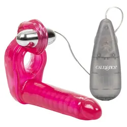 Ultimate Triple Stimulator Vibrating Anal Cock Ring With Dong Remote Control Vibrators, Classic Couples Pink Penis Remote Control Vibrators