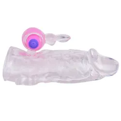 Clear Rabbit Cock Sleeves, Vibrating Penis Extender, Gay Sex Toys, Clear Color Cock Sleeves, Classic Cock Sleeves Extension