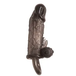 Maxx Gear Grande Penis Extender Classic Vibrating Cock Sleeves, Black Jelly Extensions Vibrating Cock Sleeves