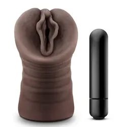 HOT CHOCOLATE ALEXIS VAGINA Blow Job Pocket Pussy VIBRATING MASTURBATOR Toys, Waterproof Realistic Feel Flesh Brown Vibrating Masturbators