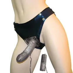 Crystal Jelly Power Cock Strap On Vibrating Dildo, Vibrating Pegging Strap Ons Black