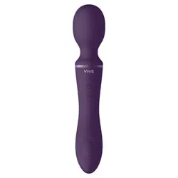 Vive Enora Double Ended Rechargeable Wand Vibrator Purple, Silicone Classic Vibrator for Beginners, Couple and Clitoral Vibrators, Beginner Bondage Toys