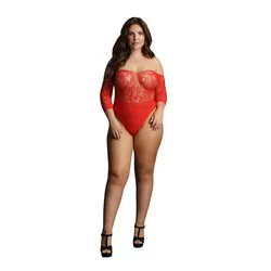 Le Desir Crotchless Rhinestone Teddy Red UK 14 to 20